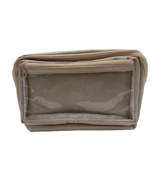 Beige Large Capacity Multifunctional Pencil Case