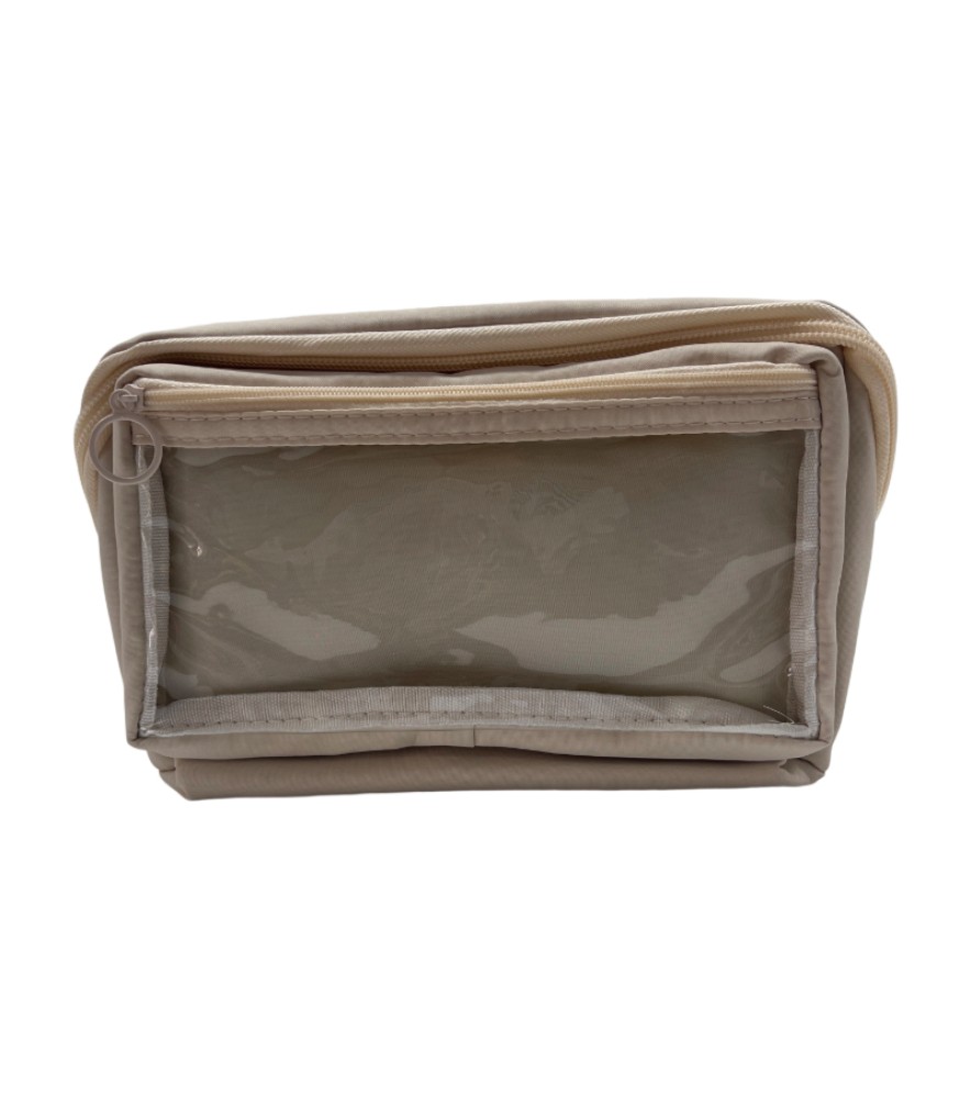 Beige Large Capacity Multifunctional Pencil Case
