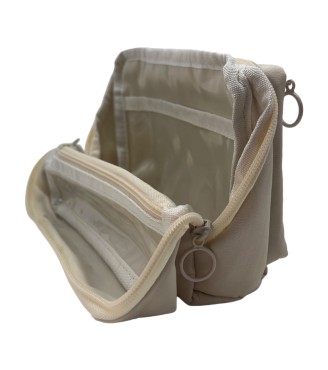 Beige Large Capacity Multifunctional Pencil Case