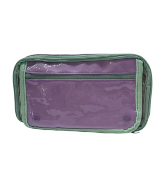 Small Food Contrast Color Pencil Case - Purple Green
