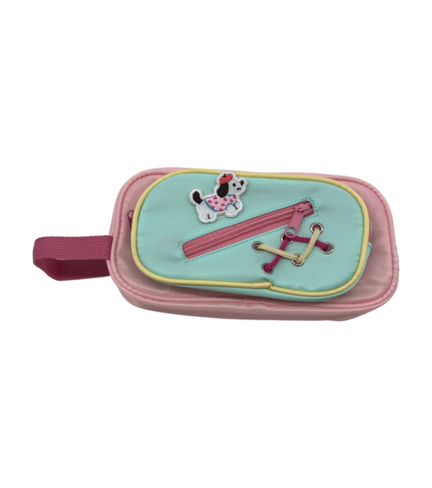 Powder Blue Hand-Held Contrast Pencil Case