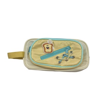Beige Hand-Held Contrast Pencil Case