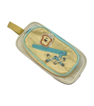 Beige Hand-Held Contrast Pencil Case