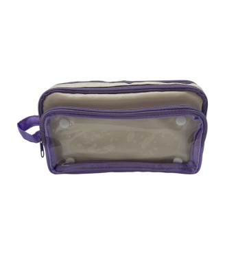 Detachable Contrast Color Pencil Case - Lavender Purple
